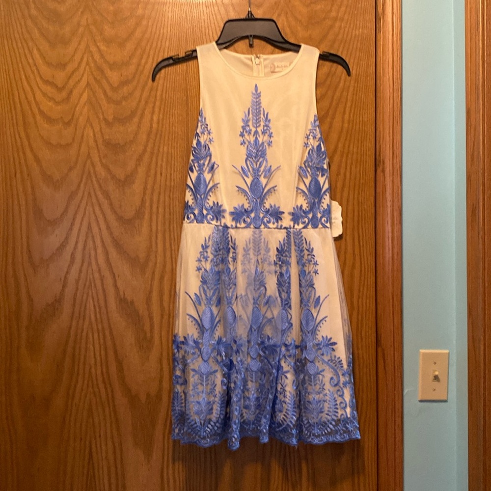 Altar’d State white with blue embroidered overlay lace nwt